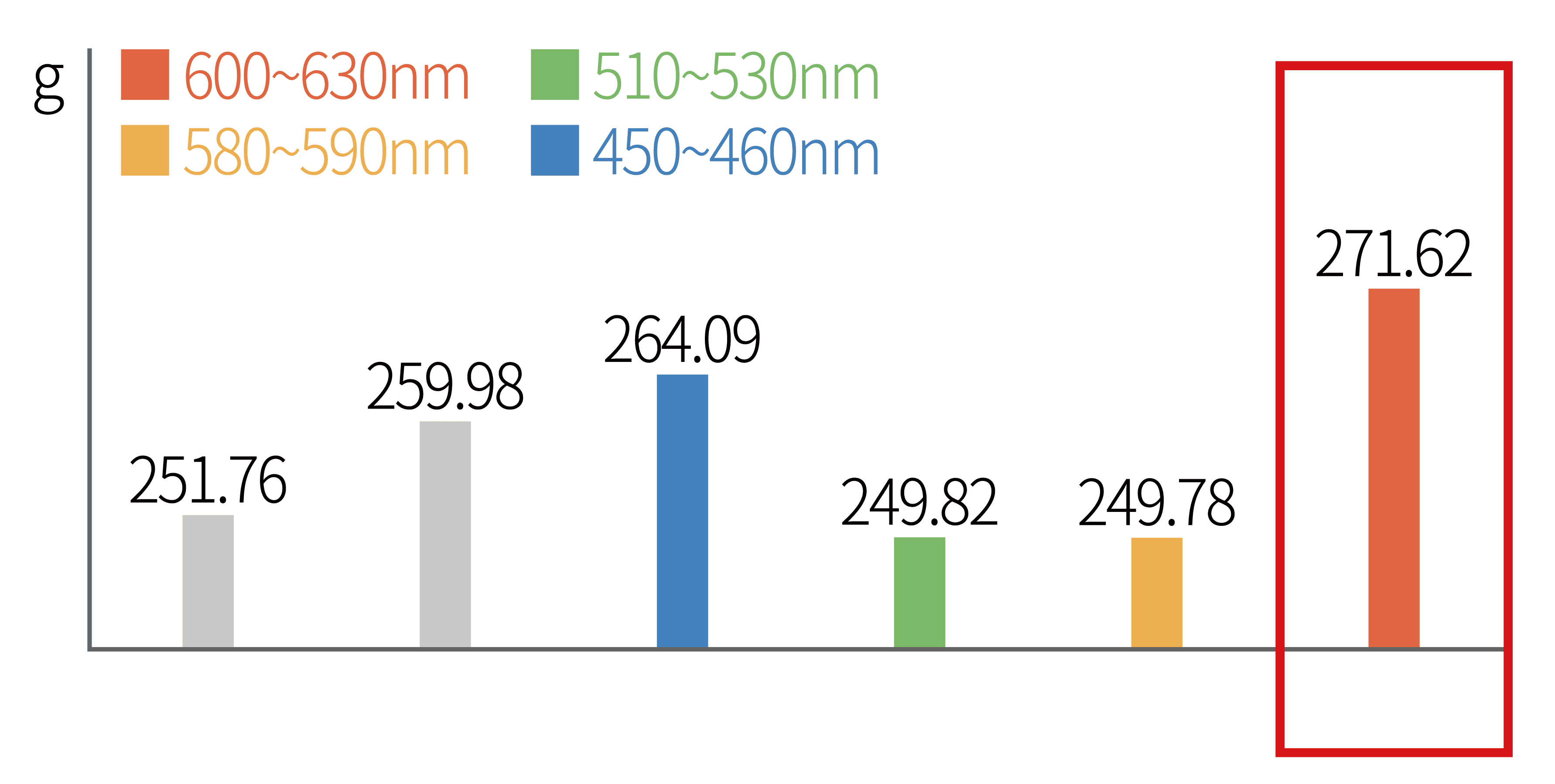 LED 파장별 닭의 평균 산란수